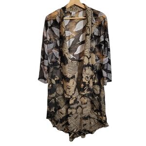 Ania A Seashell Leaf Print Duster Cardigan